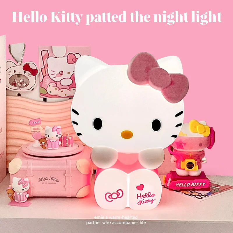 Kawaii Sanrio Hello Kitty Pat Night Light Girls Bedroom Bedlight Anime Hellokitty Night Lamp Desktop Decor Ornaments Girls Gift