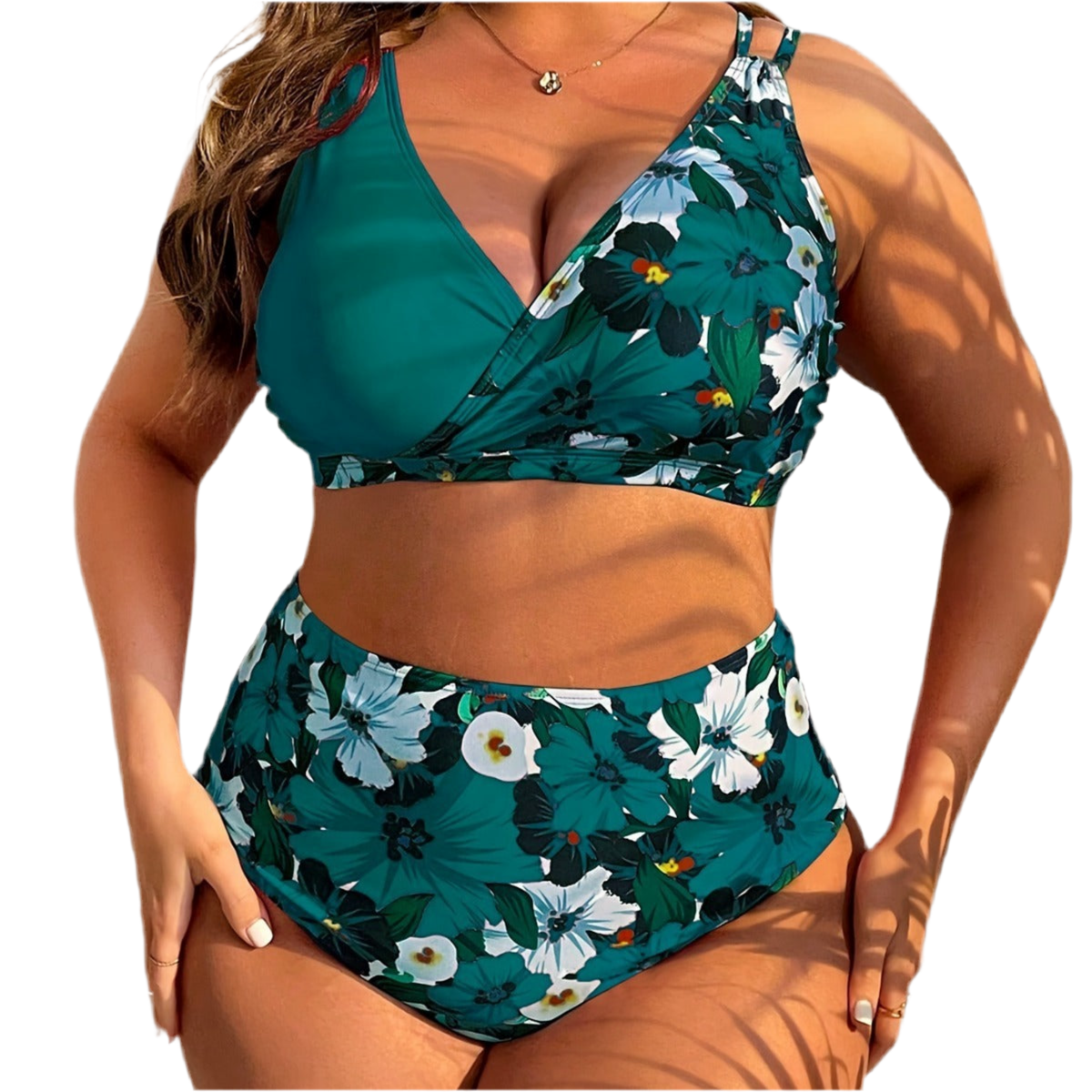Plus Size Digital Printing Push Up Fashion Women's Split Bikini Swimsuit
