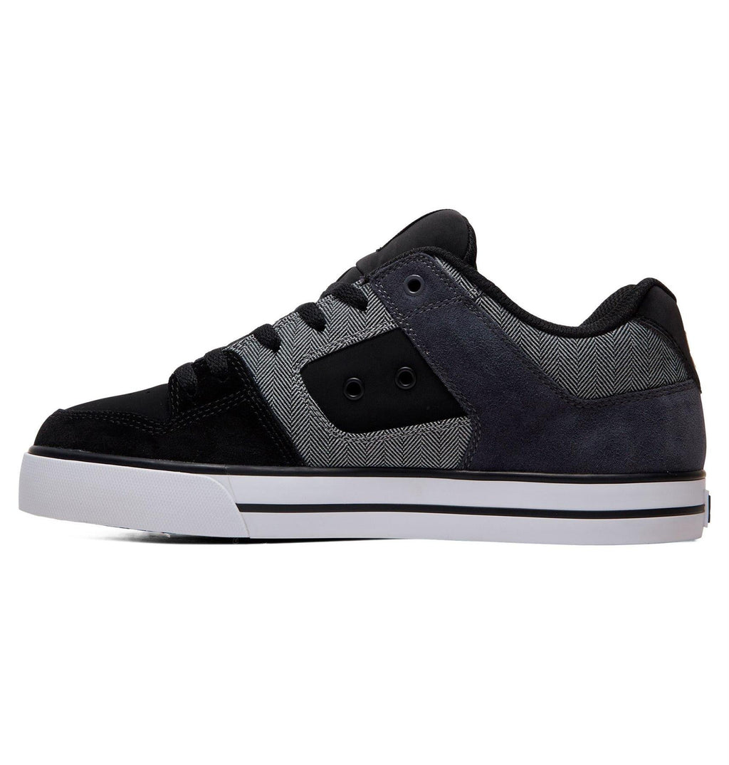 DC Shoes Mens Pure SE Premium Leather/Nubuck/ Suede Shoes in Black/Grey/White