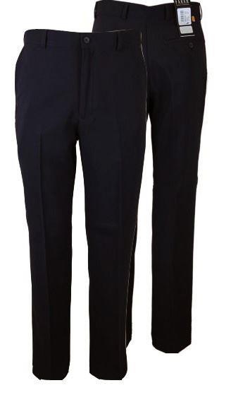 FARAH MEN'S EASY CARE FLAT FRONT TROUSERS IN BLACK WITH SLANTED SIDE POCKETS AND SINGLE BACK POCKET