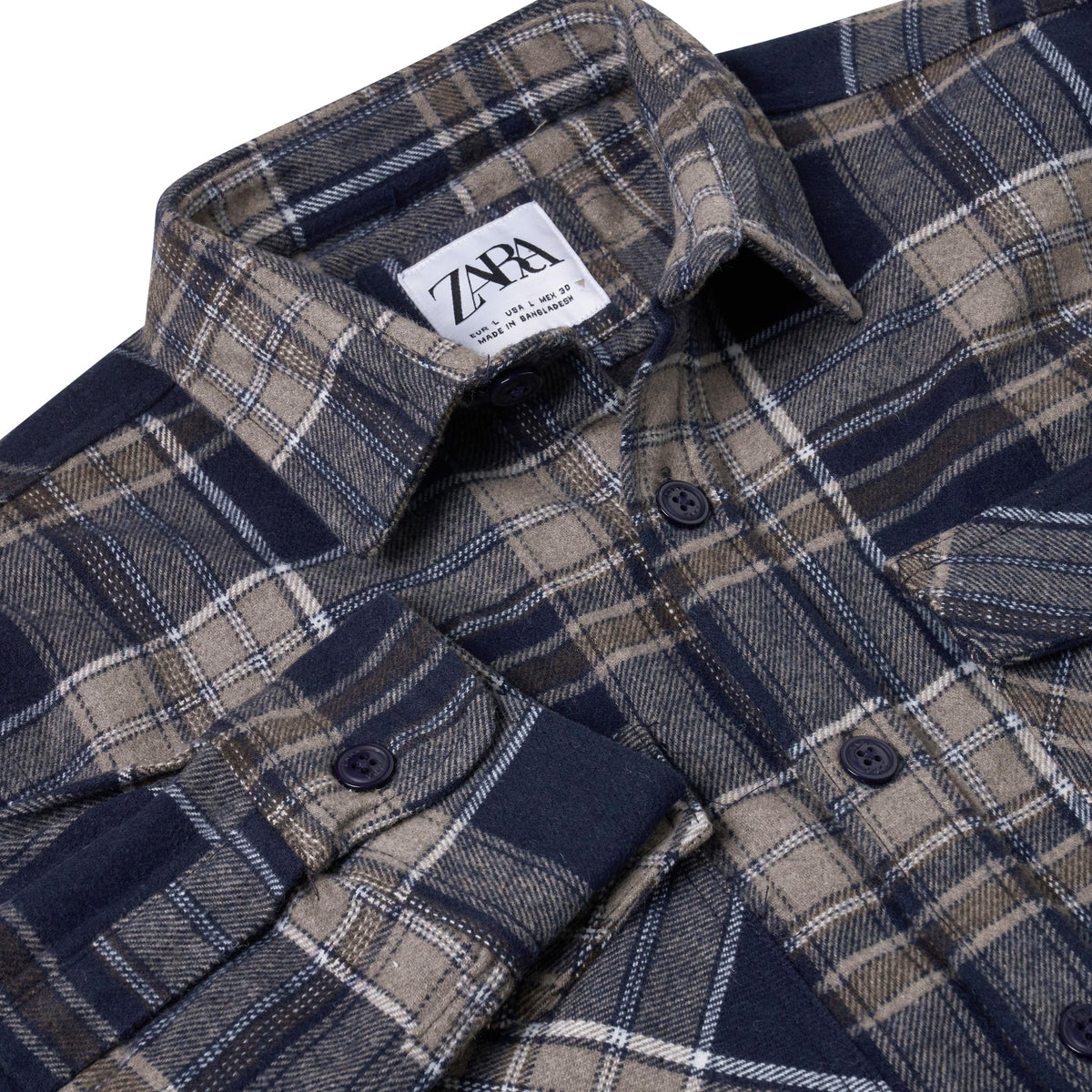 Ex-Chain Store Men's Brushed Cotton Check Overshirt | Long Sleeve Regular Fit | S-2XL