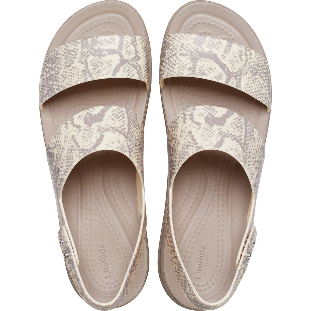 Crocs Women's Brooklyn Snake Low Wedge in Bone 4 to 8