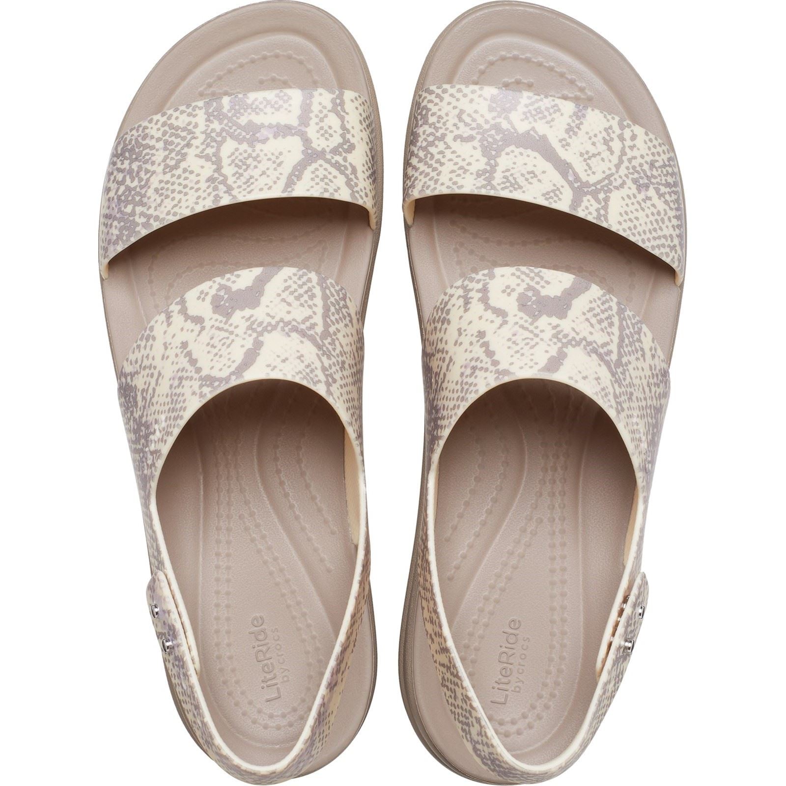 Crocs Women's Brooklyn Snake Low Wedge in Bone 4 to 8