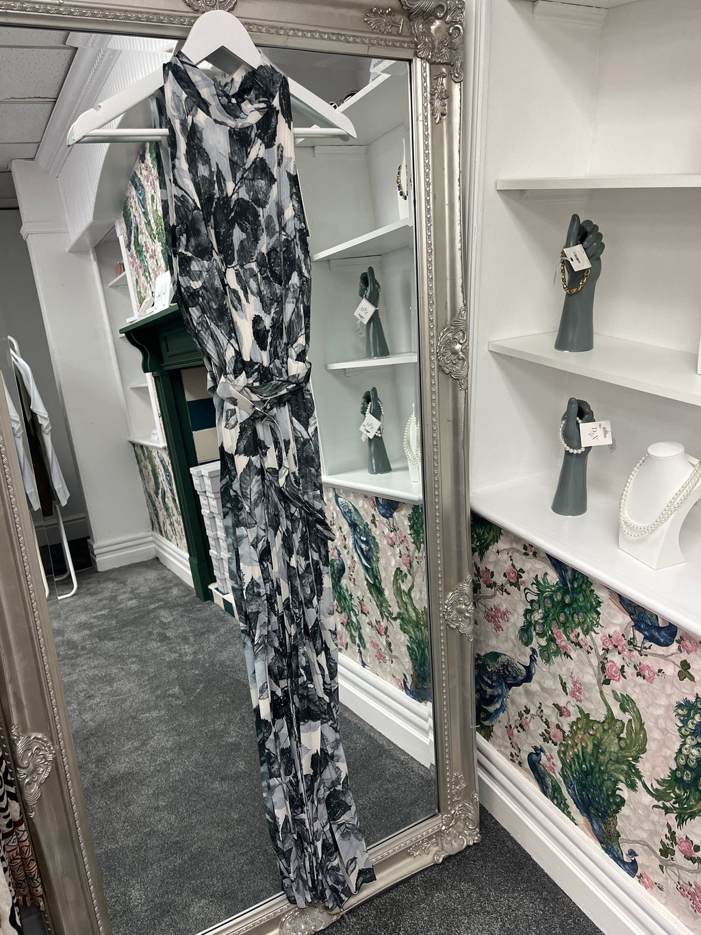 Black Floral Pleated Jumpsuit | One Size Women’s Jumpsuit Fits 8-10