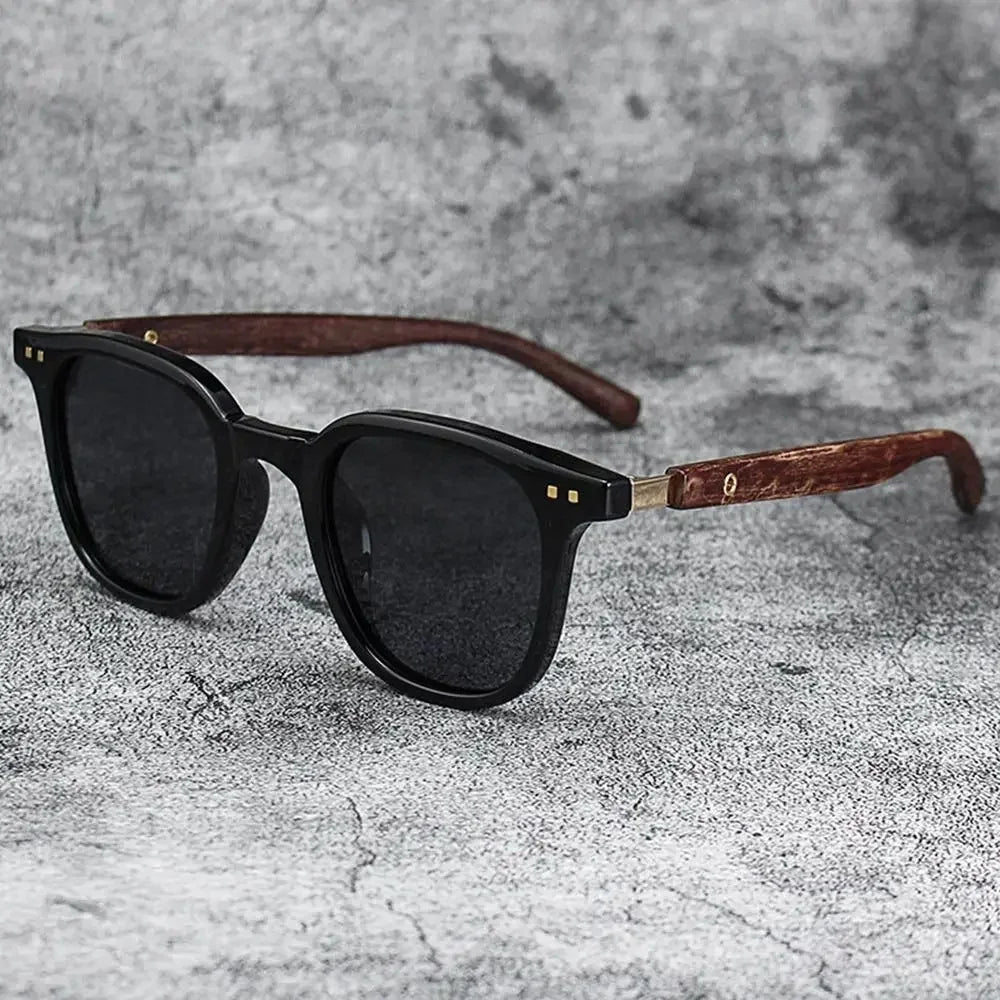 Trendy Retro Wood Grain Sunglasses Polarized UV Protection for Men Women Perfect for Cycling Outdoor Street Photography