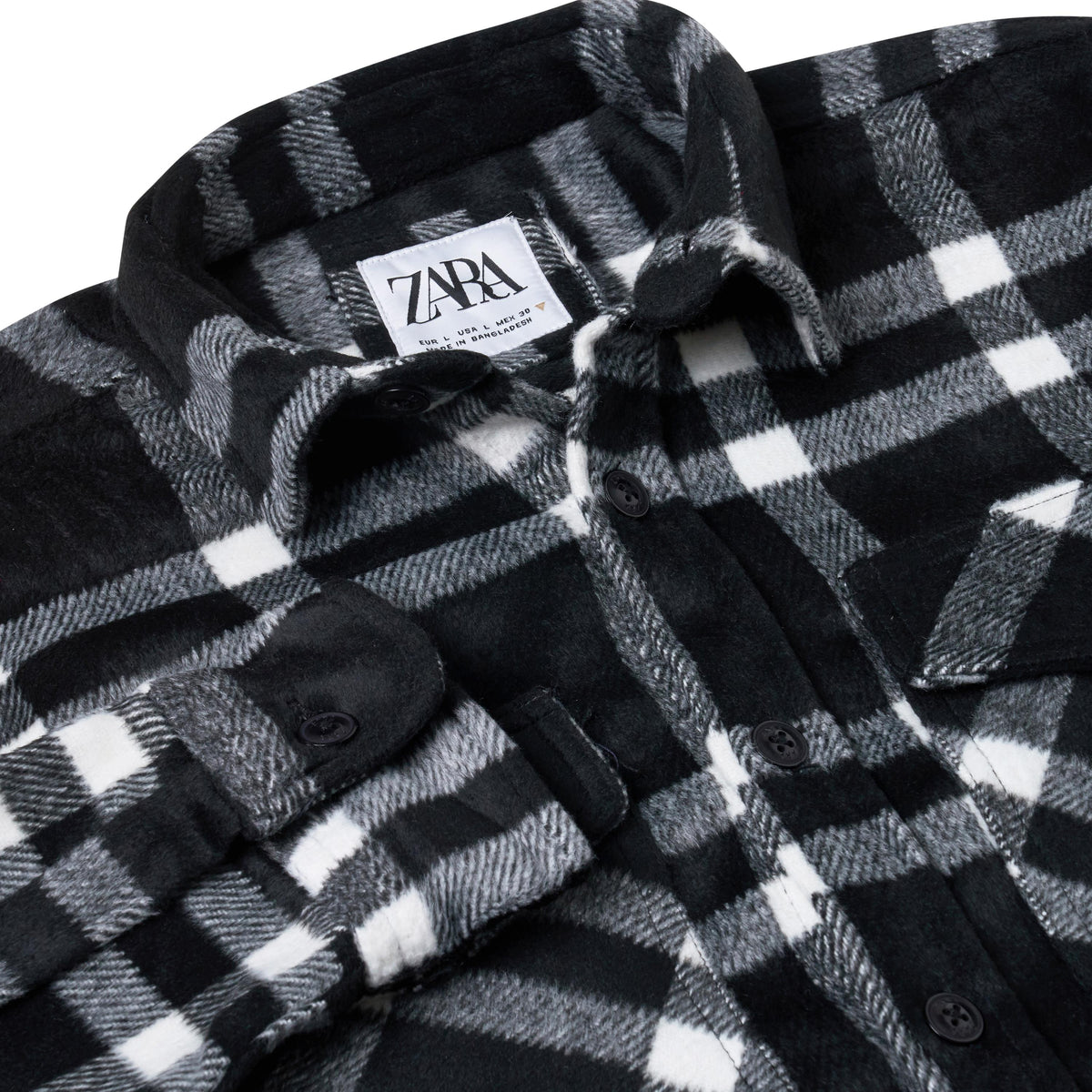 Ex-Chain Store Men's Brushed Cotton Check Overshirt | Long Sleeve Regular Fit | S-2XL