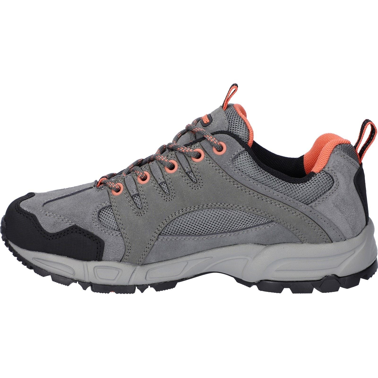 Hi-Tec Women's Auckland Lite Leather Walking Shoes in Steel/Coral/Cool Grey 4 to 8