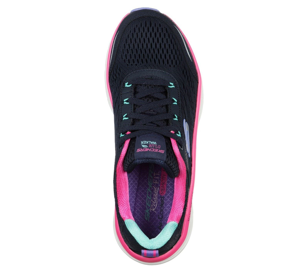 Skechers Relaxed Fit D'Lux Walker Infinite Motion Lace Up Sports Ladies Sports in Navy/Multi