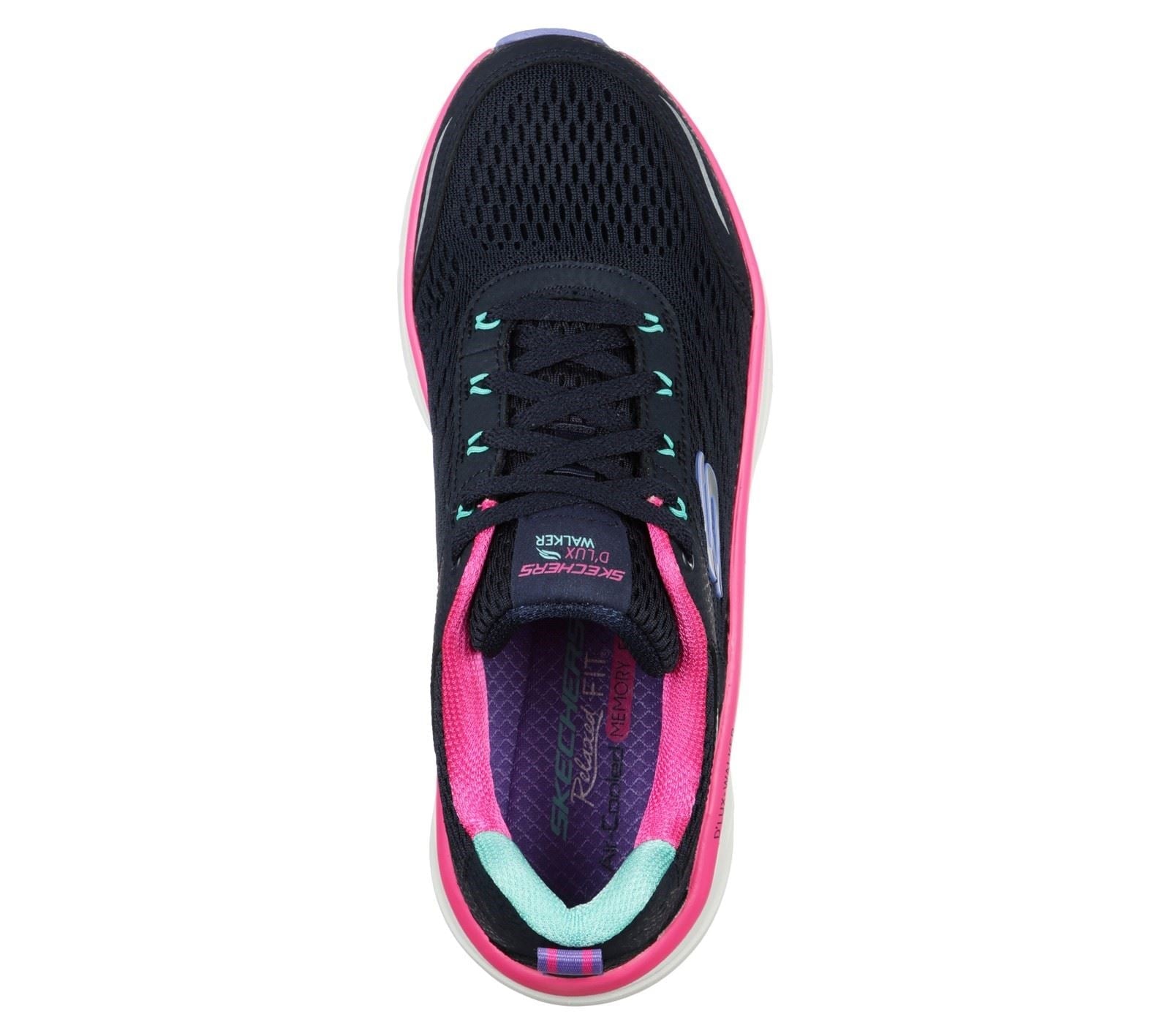 Skechers Relaxed Fit D'Lux Walker Infinite Motion Lace Up Sports Ladies Sports in Navy/Multi