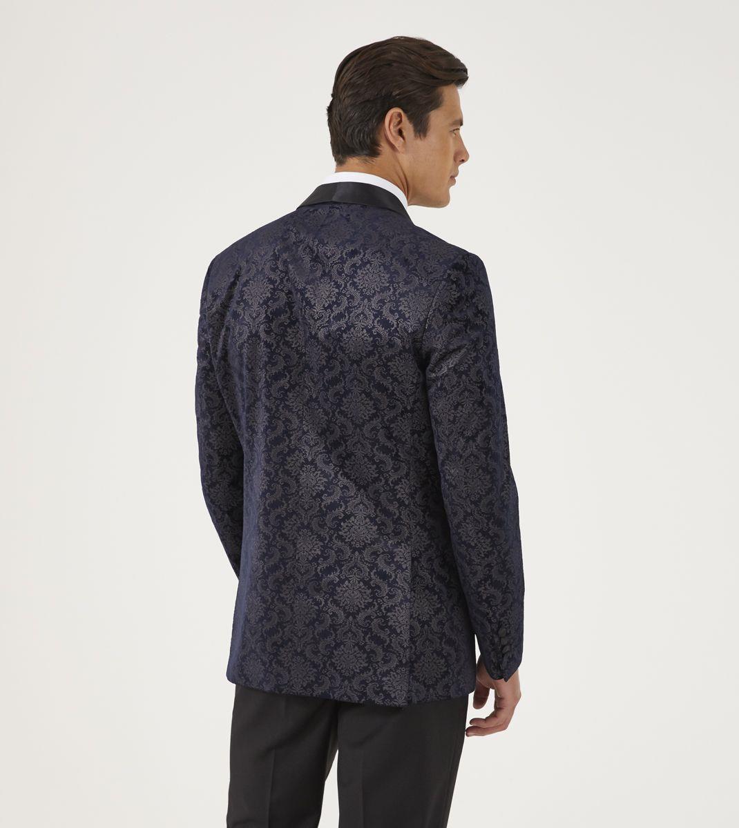 Skopes Men's Plus Size New Soft Touch Paisley Jacket Tieston in Navy  52 To 62