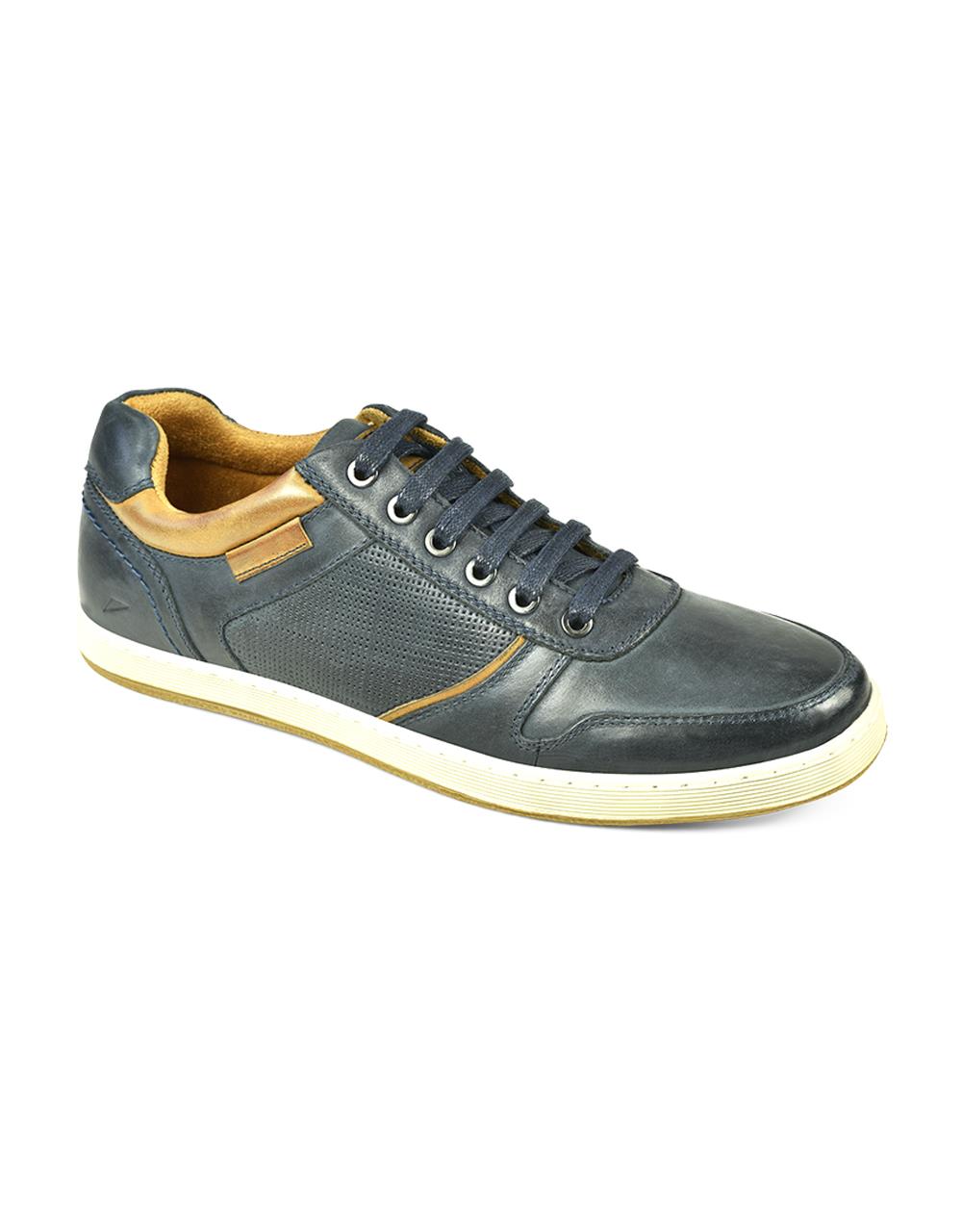 FRONT Mens Round Ethan Casual Sports Lace Up Shoes Navy UK 7 to UK 12