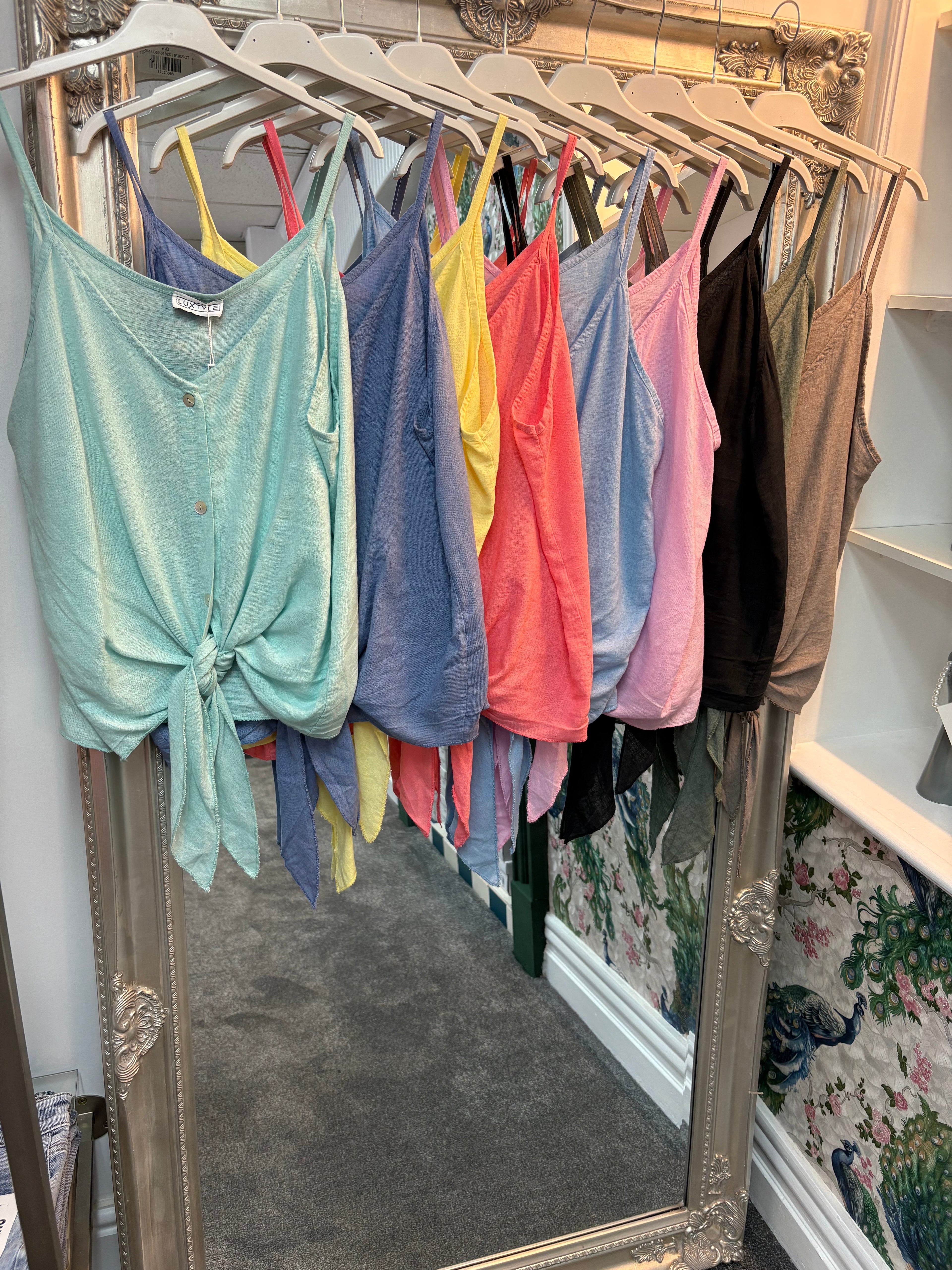 Luxtyle Strappy Tie Front Vest Top | Summer Cami | Sizes Up to 14 | 10 Colours