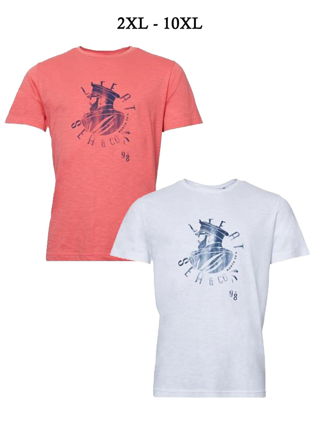 North 56*4 Mens Big Size Printed Tee Shirt (11106B) 2XL-10XL, 2 Colours