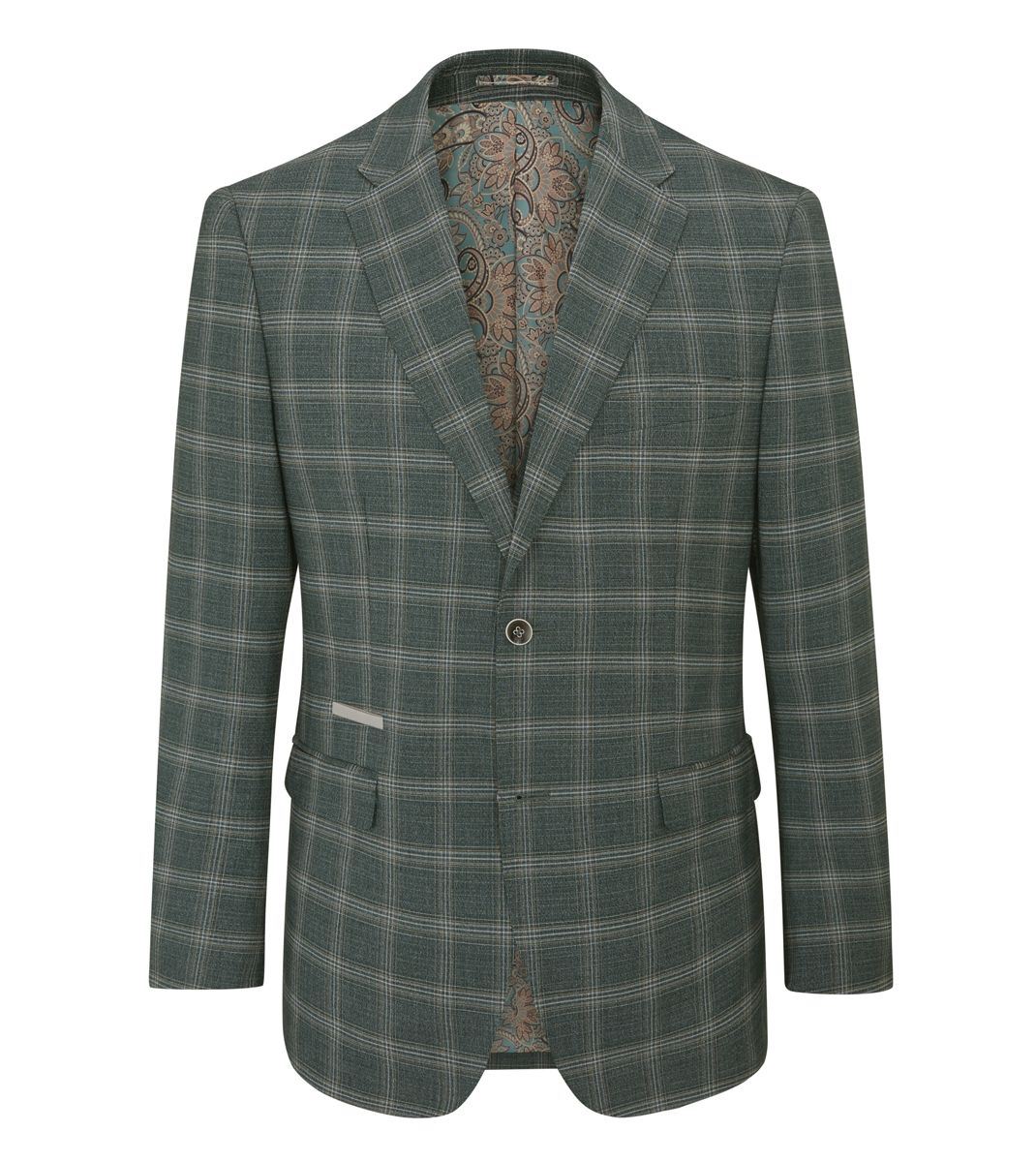 Skopes Parker Suit Tailored Fit Jacket For Men in Green Check, 36S-62L