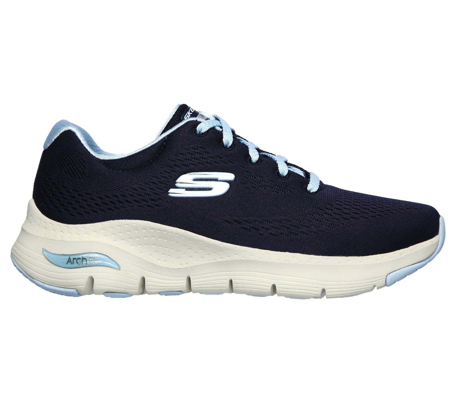Skechers Arch Fit Sunny Outlook Sports Shoe Ladies Sports in Navy/Light Blue