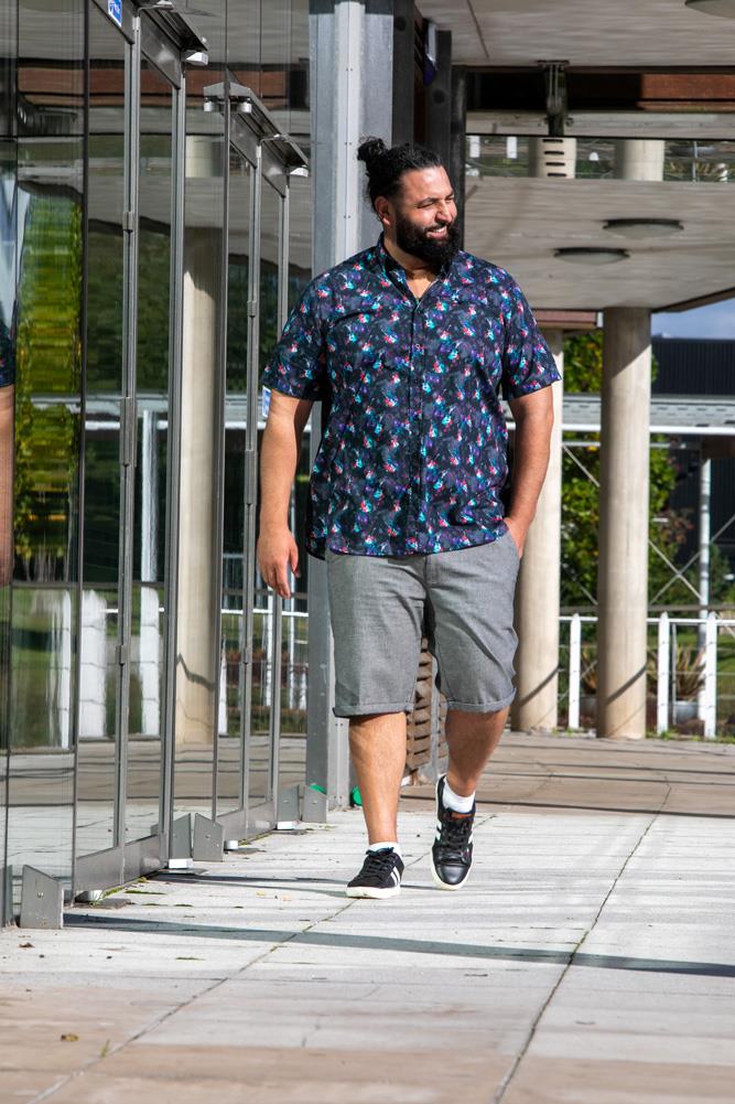 D555 FARNBOROUGH Guitar Print Short Sleeve Shirt For Men in Black, 2XL-6XL