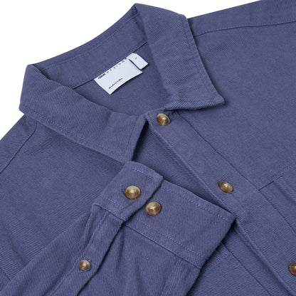 Ex-ASOS Men's Blue Heavyweight Cotton Twill Overshirt with Pockets