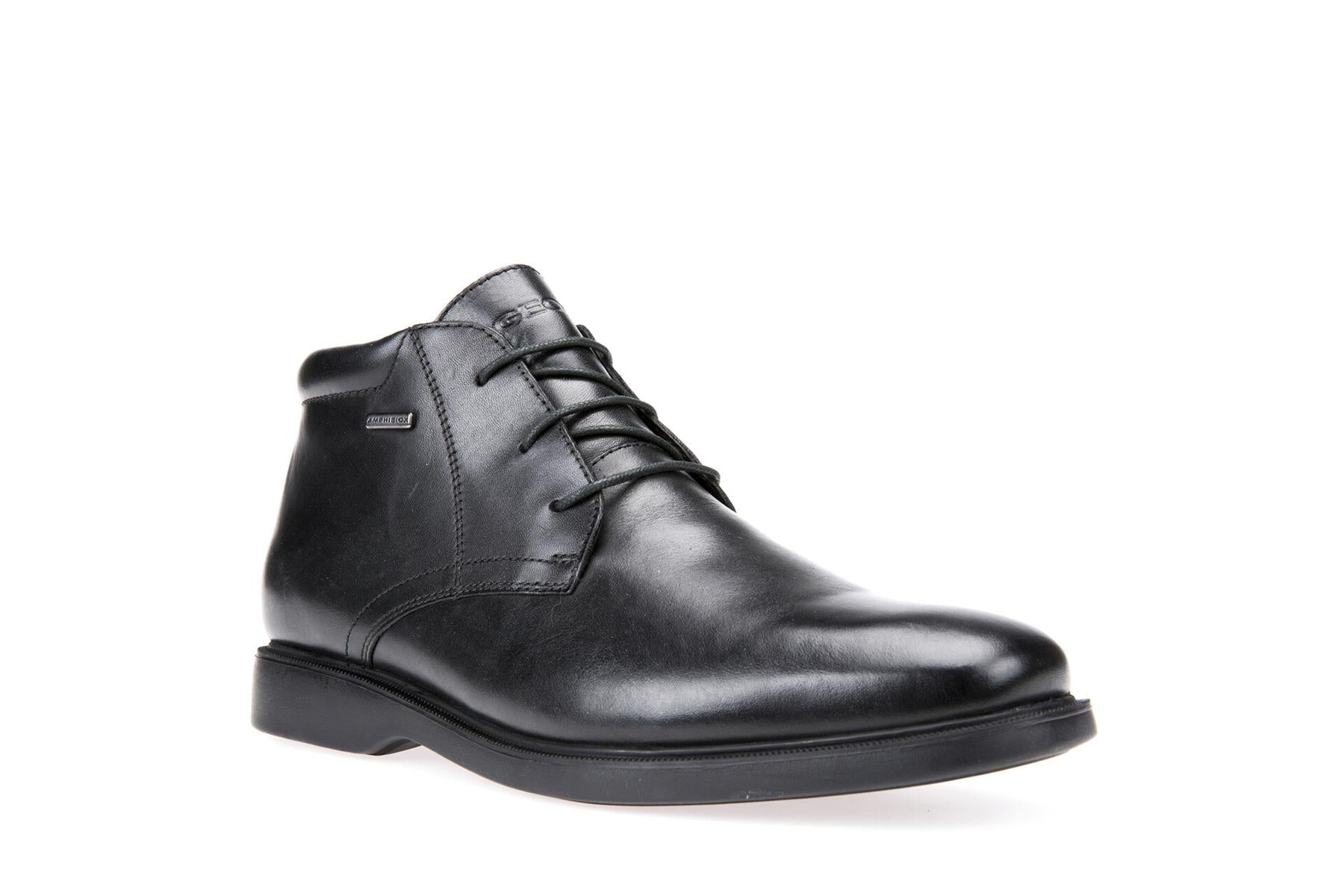 GEOX Amphibiox Mens Soft Black Leather Waterproof Boots (Brayden)