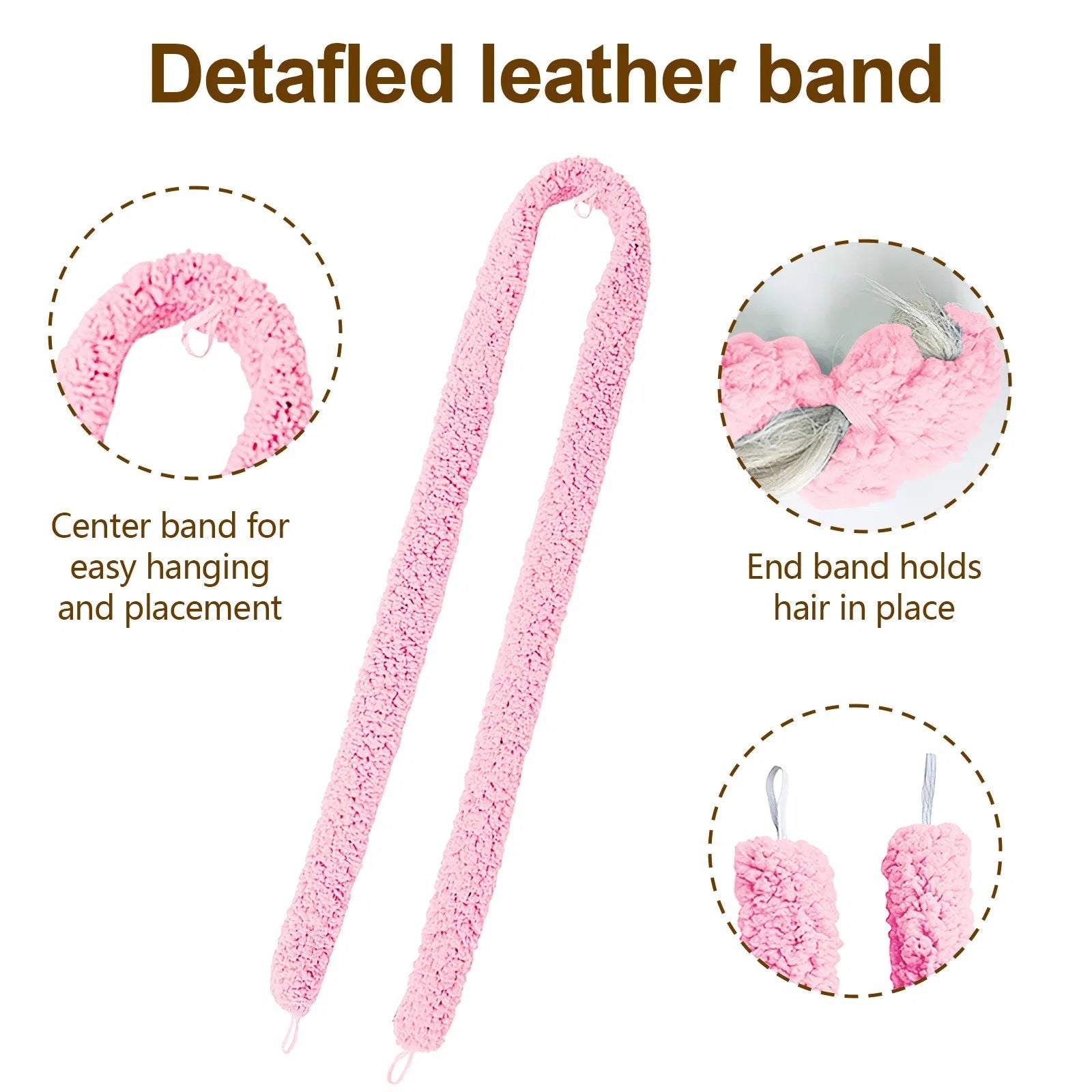 Satin Heatless Hair Curler, Lazy Natural Soft Wave DIY Heatless Curls For Sleep In Overnight, For All Hair Types - Pink