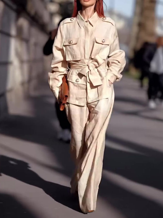 Elegant 2-pieces Belted Modest Suit