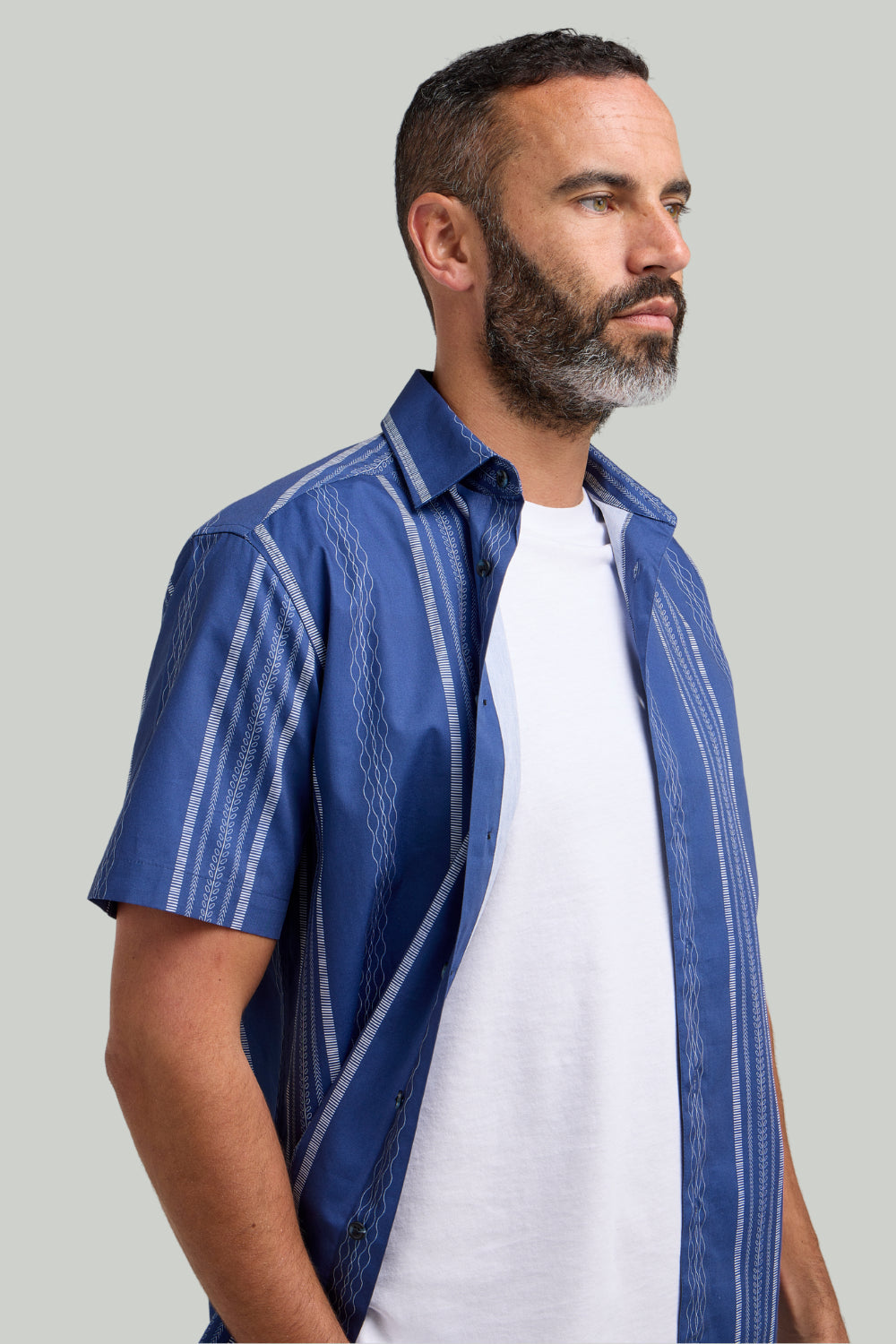 Double TWO Stripe Short Sleeve Shirt For Men in 2 Colours, M-5XL