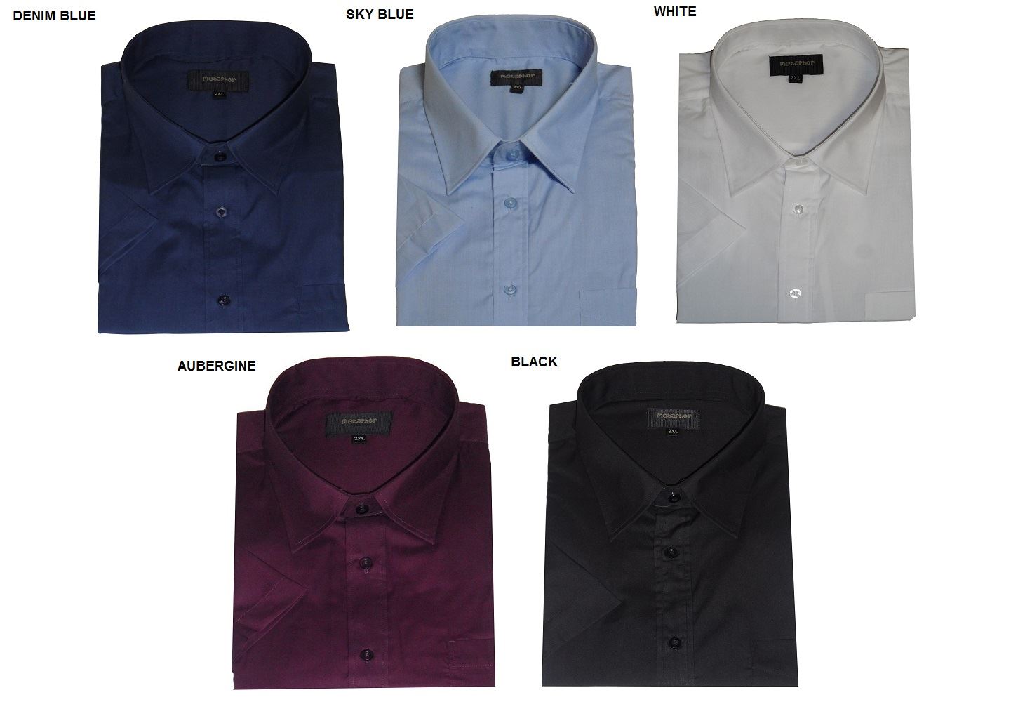 METAPHOR POLY COTTON SHORT SLEEVED PLAIN SHIRTS(14150),SIZE 2XL TO 8XL,5 OPTIONS