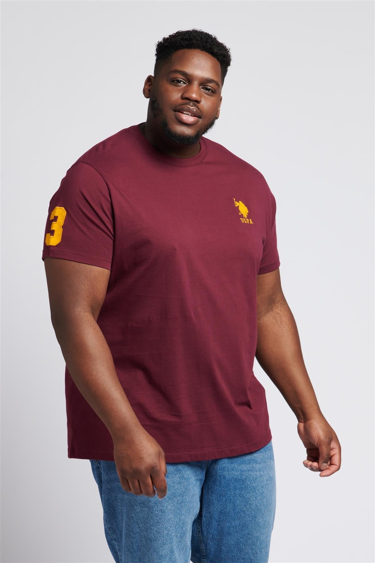 Men U.S. Polo Assn. Uspa Plain Pure Cotton T-Shirt With Large Logo Detail