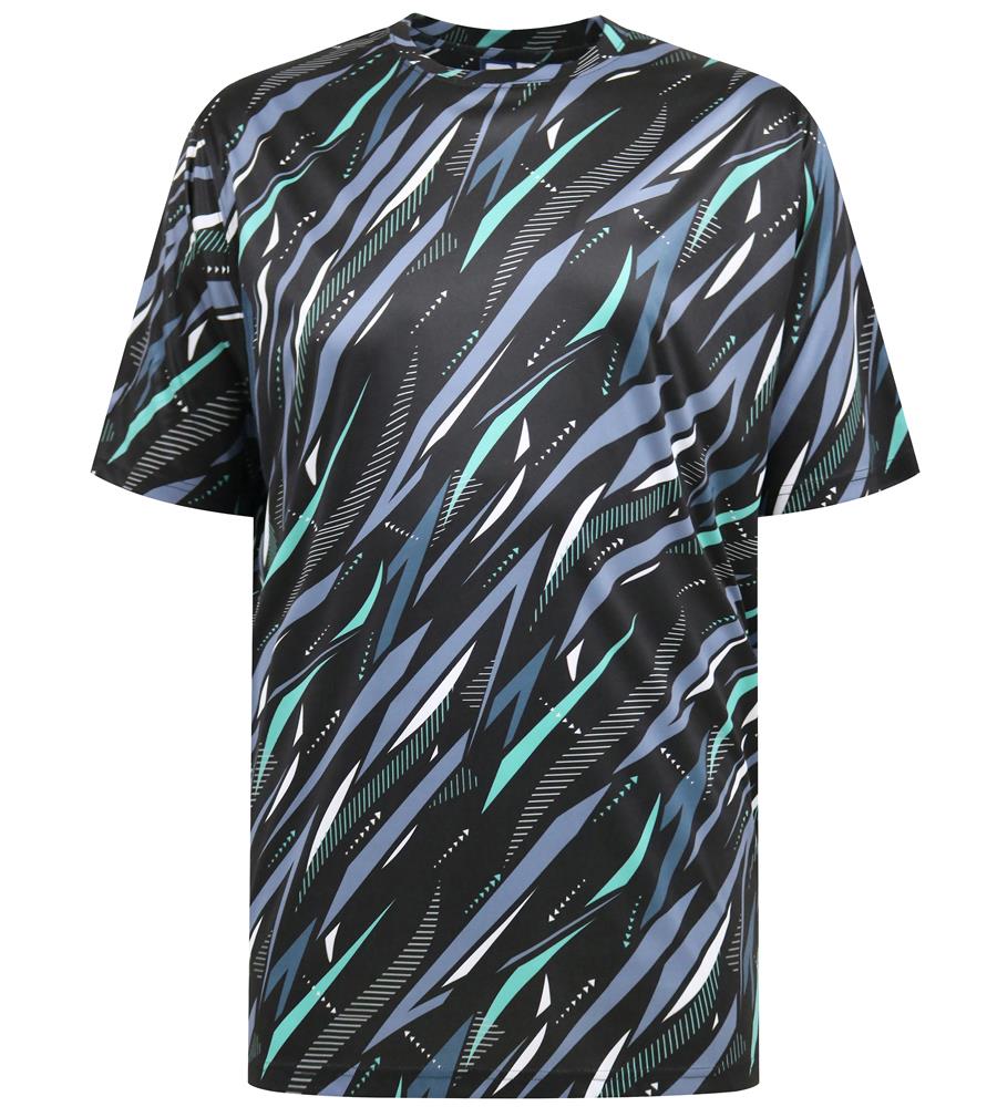 D555 NOTTINGHAM Dry Wear Light Weight AOP Poly Crew Neck T-Shirt For Men in Black, 2XL-6XL