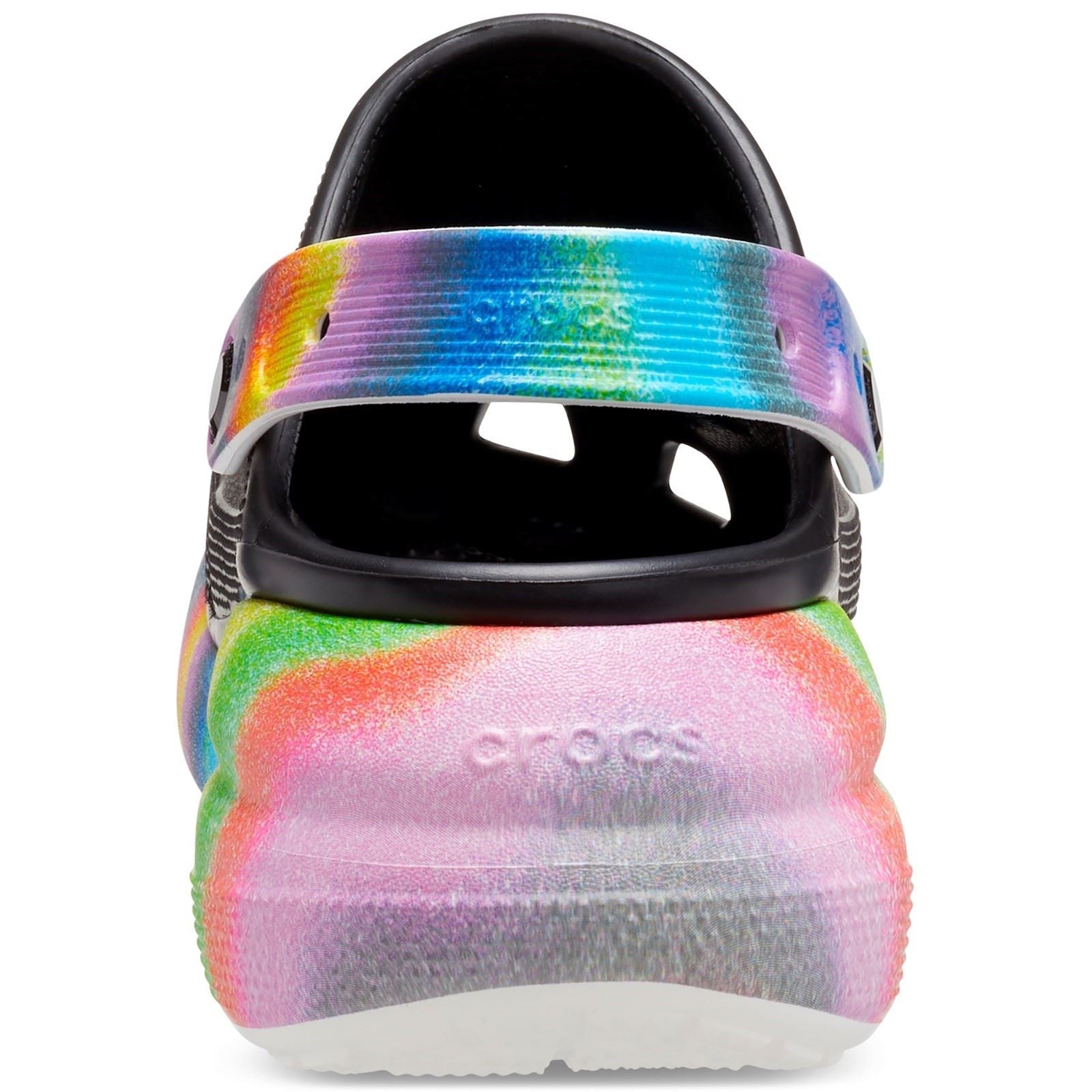 Crocs Women's Classic Crush Spray Dye Clog in Black/Multi 4 to 8