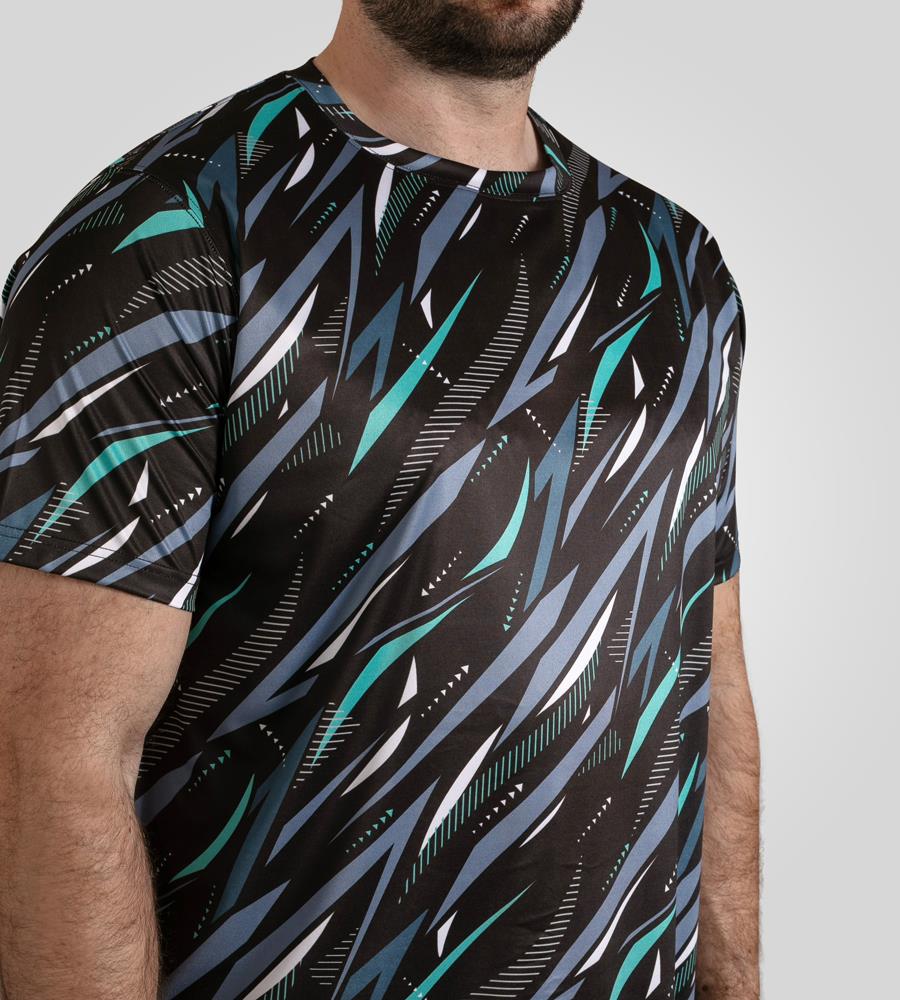 D555 NOTTINGHAM Dry Wear Light Weight AOP Poly Crew Neck T-Shirt For Men in Black, 2XL-6XL