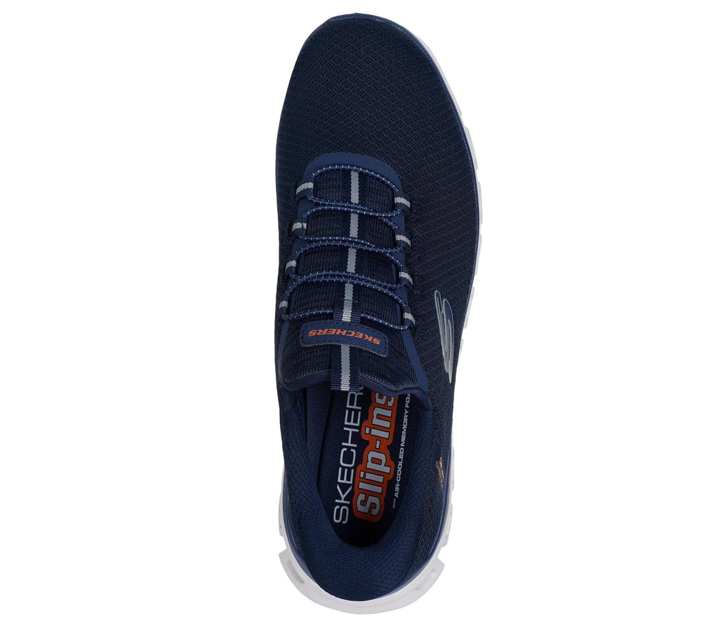 Skechers Slip On Sneaker Shoe For Men Glide-Step Noxus Slip-Ins Stretch Lace in Navy, 5.5-13