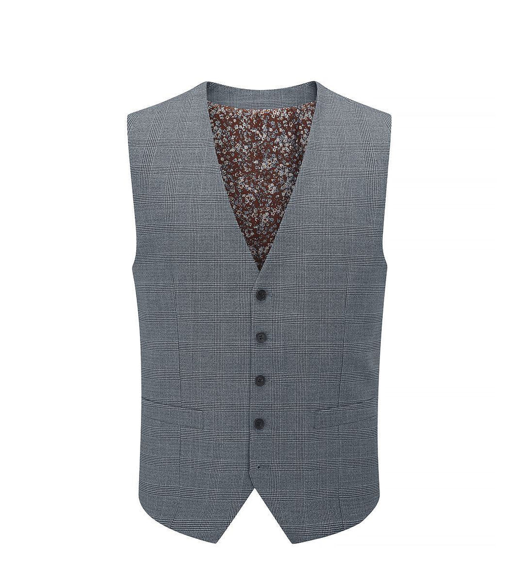 Skopes Anthony Suit Waistcoat For Men in Grey Check, 36R-62R