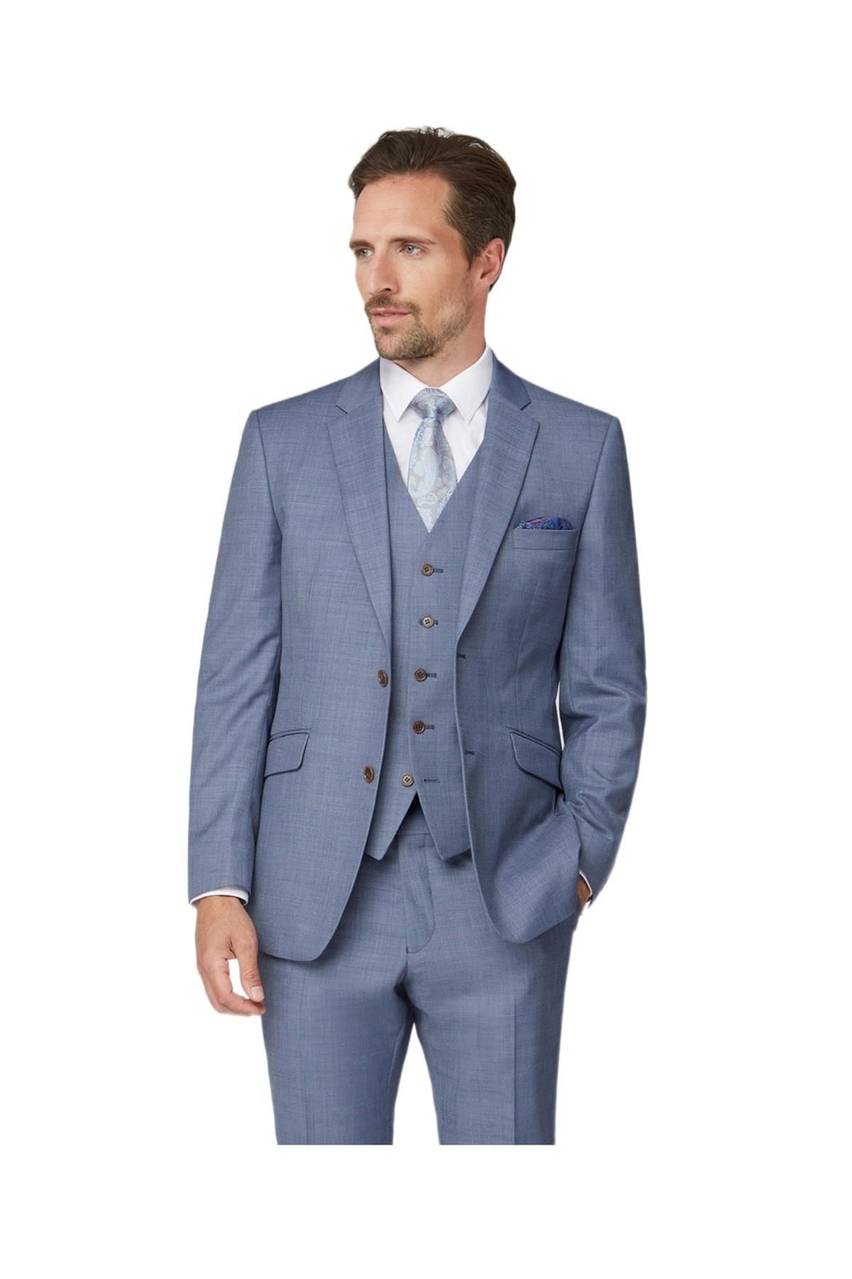 Scott Men's Classic Shark Skin Plain Jacket in Light Blue, 40 to 60 Short to Long