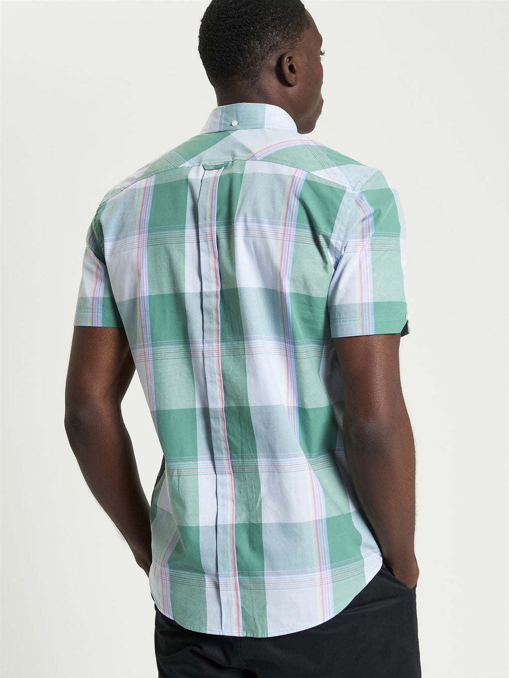 Ben Sherman Overcheck Short Sleeve Shirt For Men in Forest, 2XL-5XL