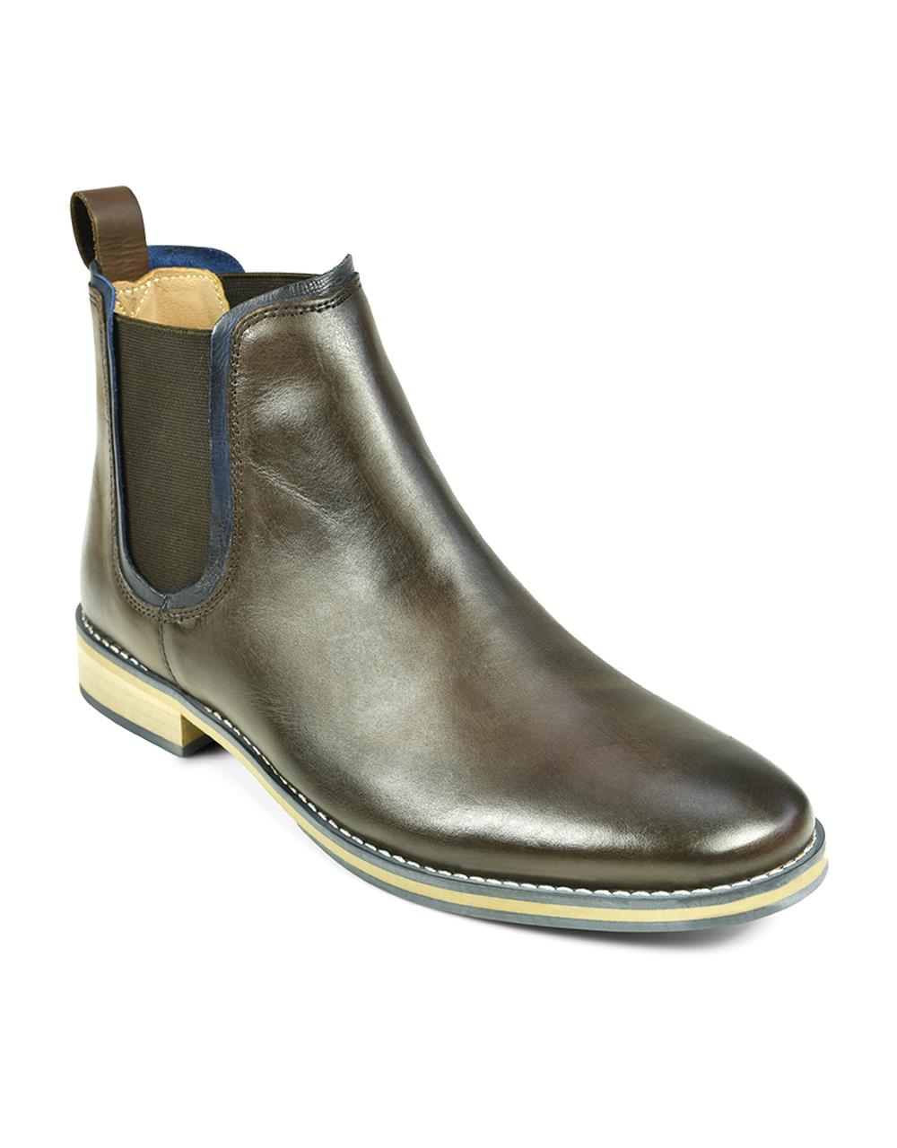 FRONT Mens Round Stanford Boot Slip On Shoes Brown UK 7 to UK 12