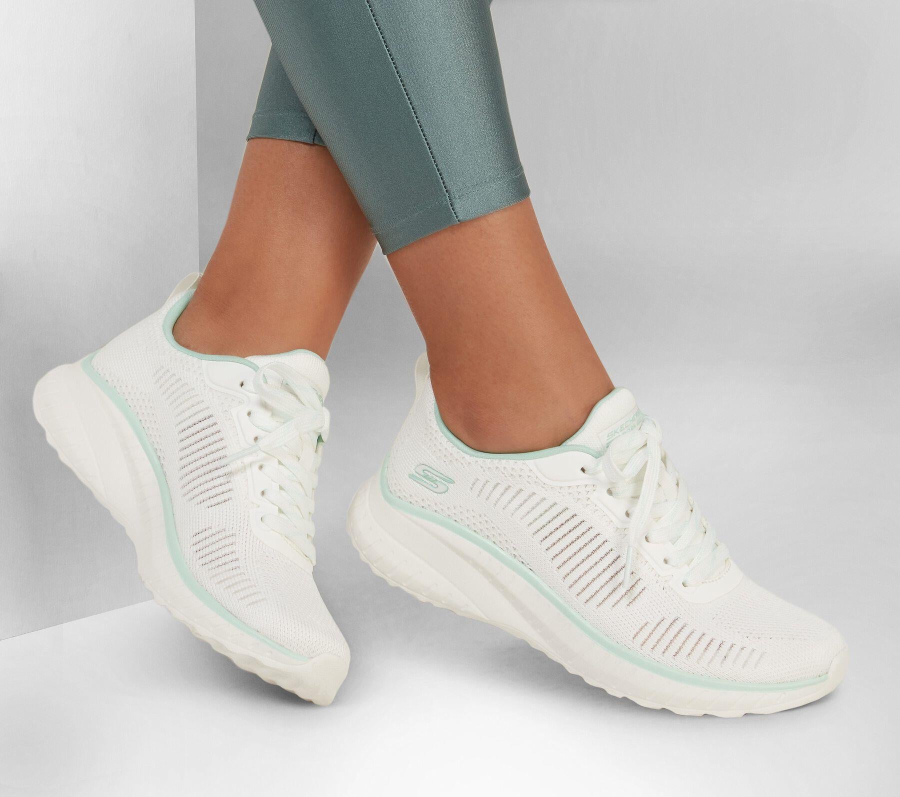 Skechers (GAR117212) Ladies Sports Bobs Squad Chaos Parallel Lines Shoes in UK 3 to 8