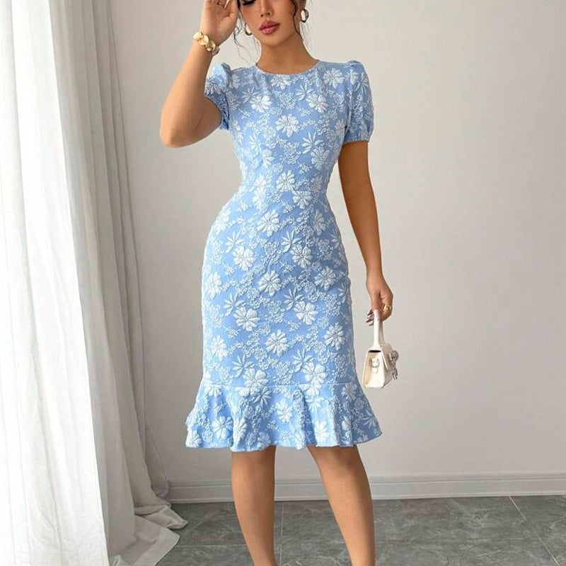 Daisy relief dress slim fit fishtail skirt short sleeved