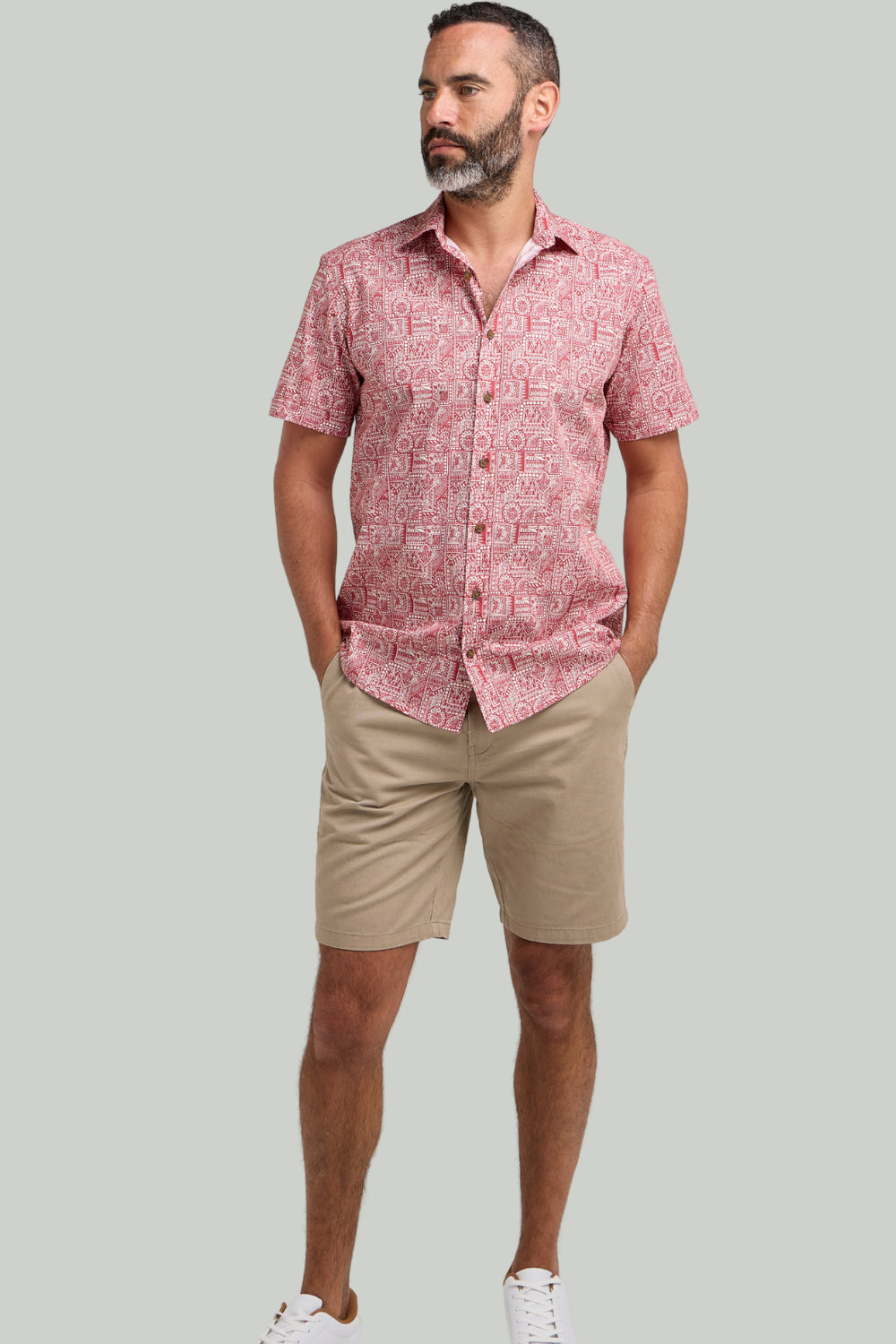 Double TWO Aztec Print Short Sleeve Shirt For Men in 2 Colours, M-5XL