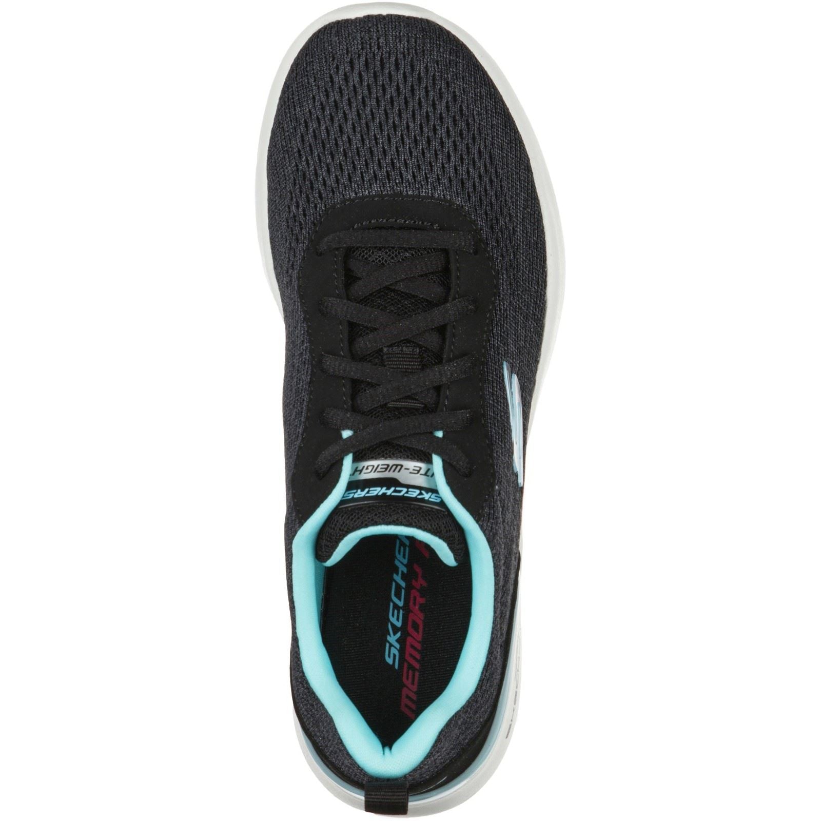 Skechers (GAR149340) Women's Skech-Air Dynamight Top Prize Wide Trainer in Black/Turq 4 to 8