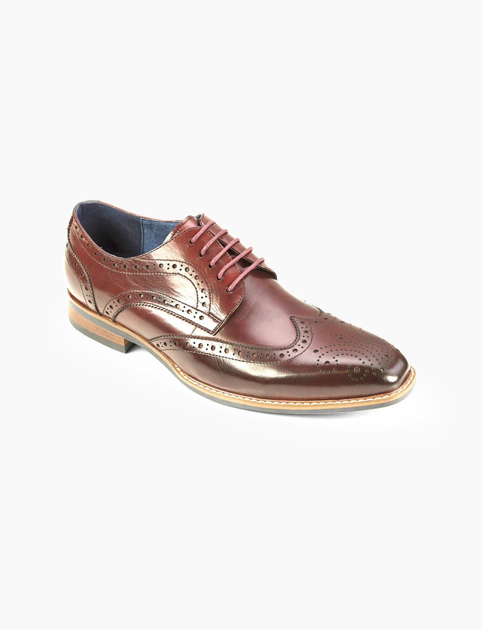 AZOR Mens Semi - Square Venezia Wingtip Lace Up Shoes Burgundy UK 7 to UK 12