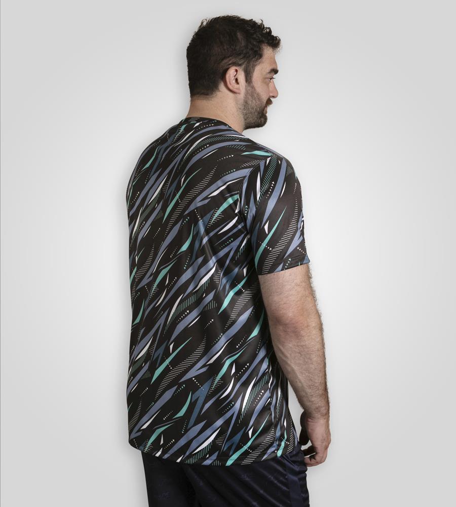 D555 NOTTINGHAM Dry Wear Light Weight AOP Poly Crew Neck T-Shirt For Men in Black, 2XL-6XL