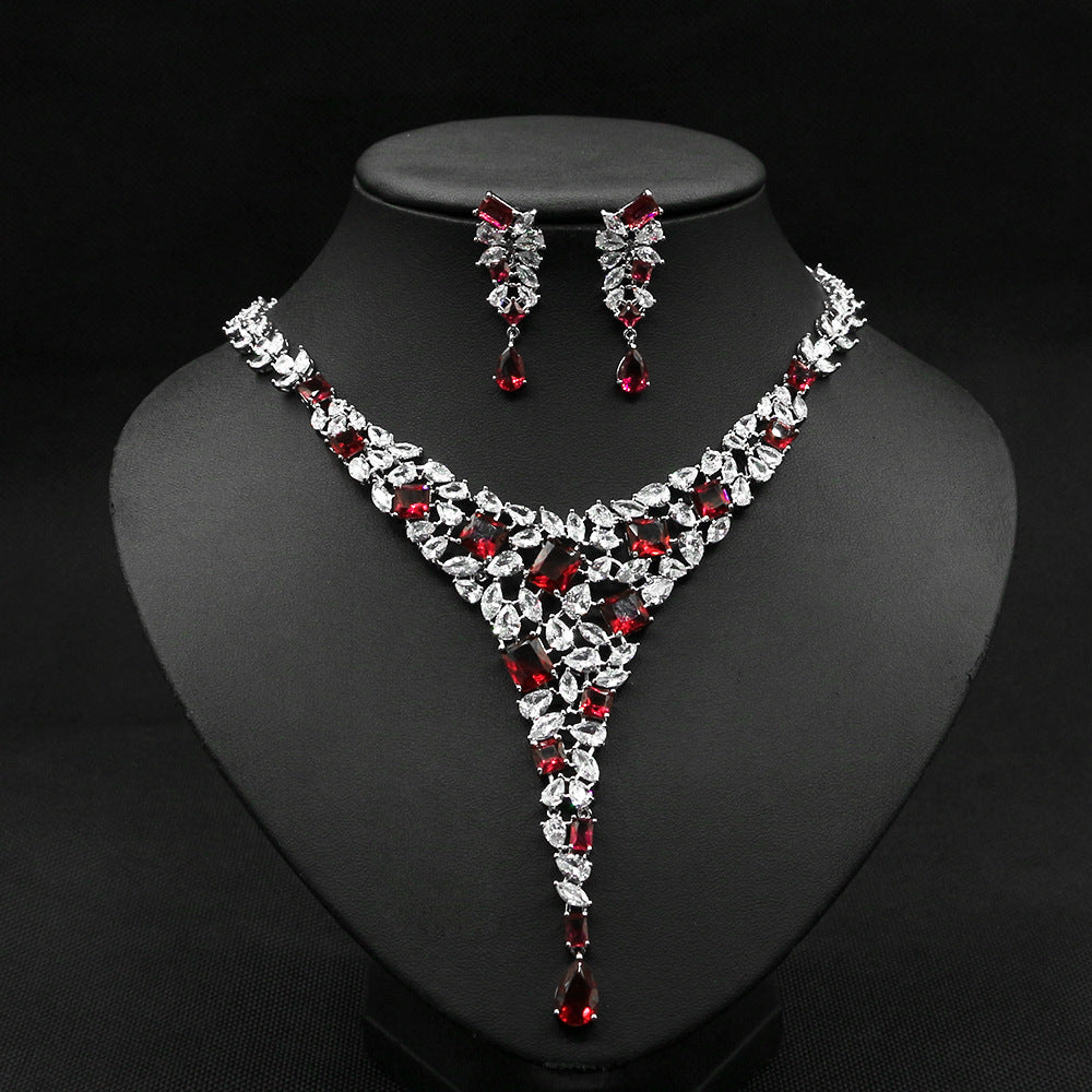 Colourful Zircon Wedding Necklace Set