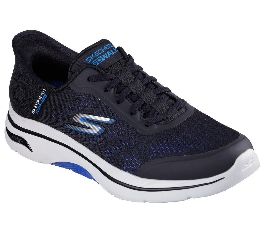 Skechers Lace Up Shoe For Men Slip Ins Go Walk Arch Fit 2.0 Simplicity 2.5 in Black/Blue, 6-15