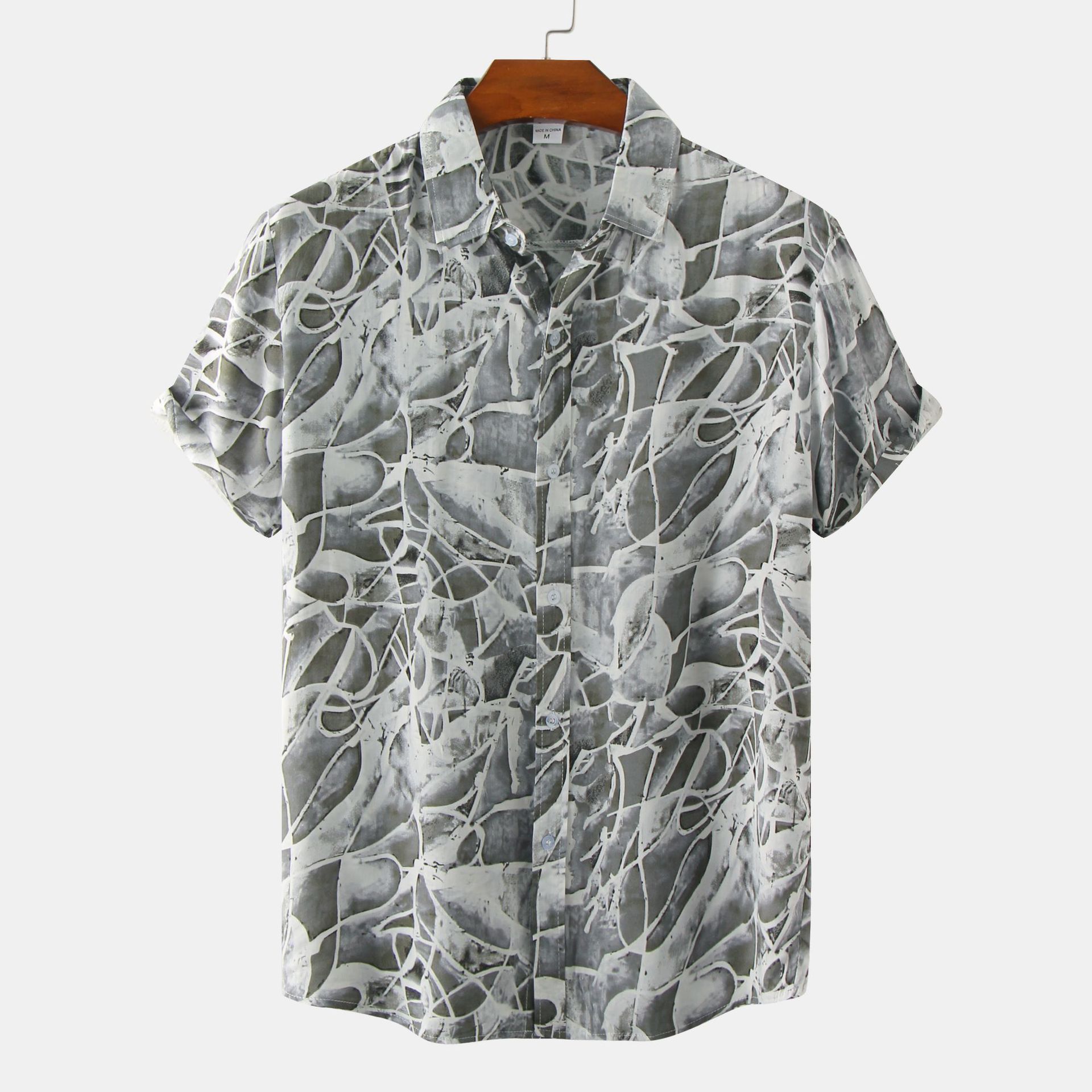Men's Plus Size Summer Loose Short Sleeves Shirt Retro