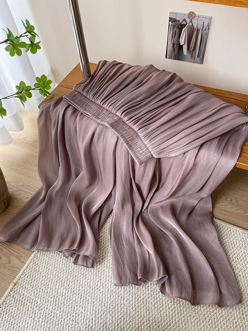 Women’s Elegant Ice Silk High Waist Long Pants