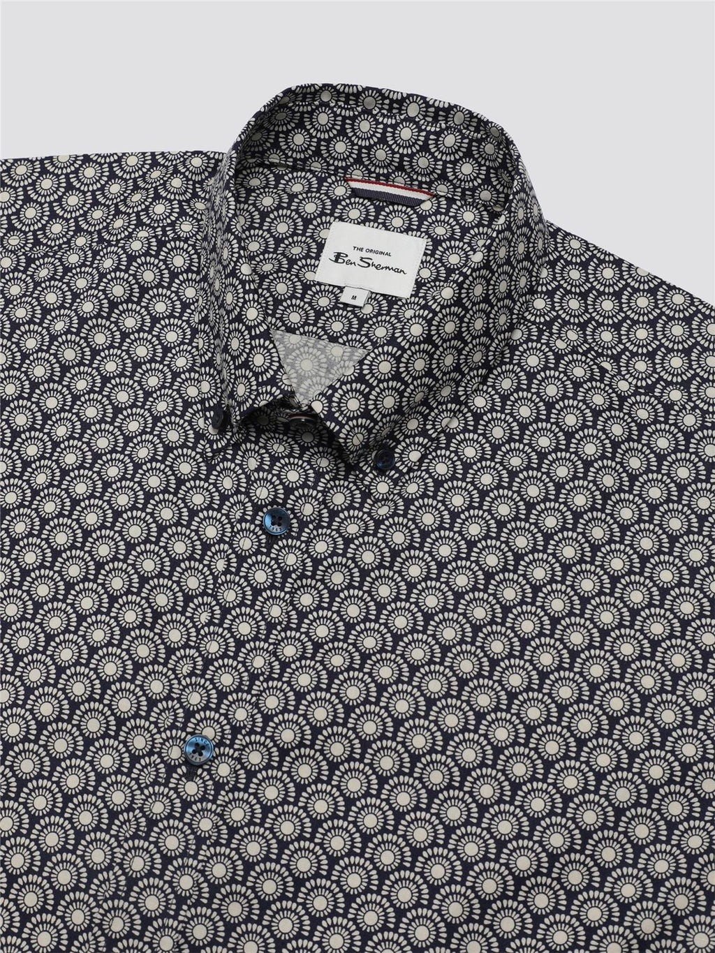 Ben Sherman Signature Block Geo Print Short Sleeve Shirt for Mens (0075908) in Blue Ink, 2XL-5XL