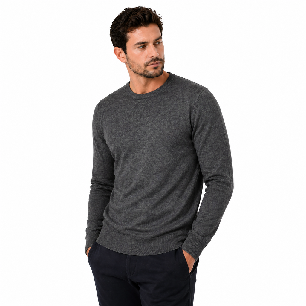 Mens Crew Neck Jumper Lightweight Knit Pullover Soft Casual Sweater - QHA UK