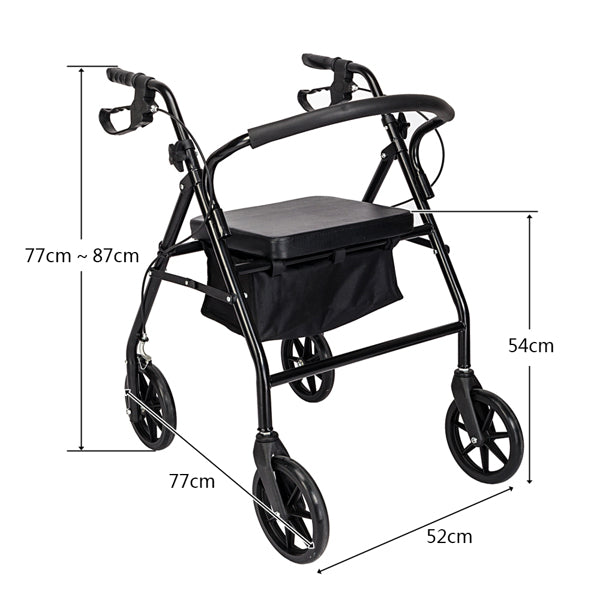 Ultra Lightweight Folding Rollator Walker – Adjustable, Portable Aid for Elderly