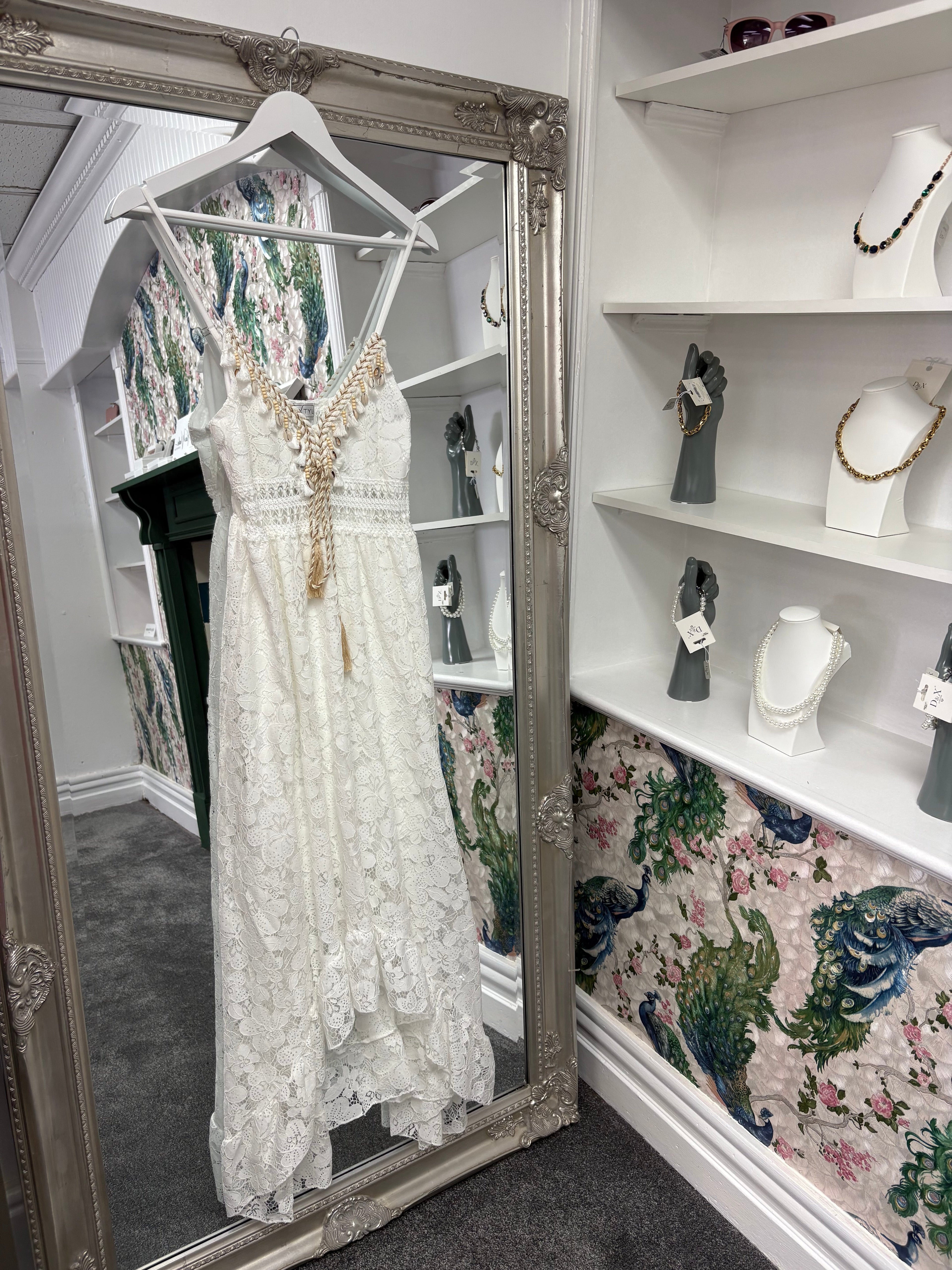 Luxtyle Ibiza White Boho Maxi Dress – One Size (8–16)