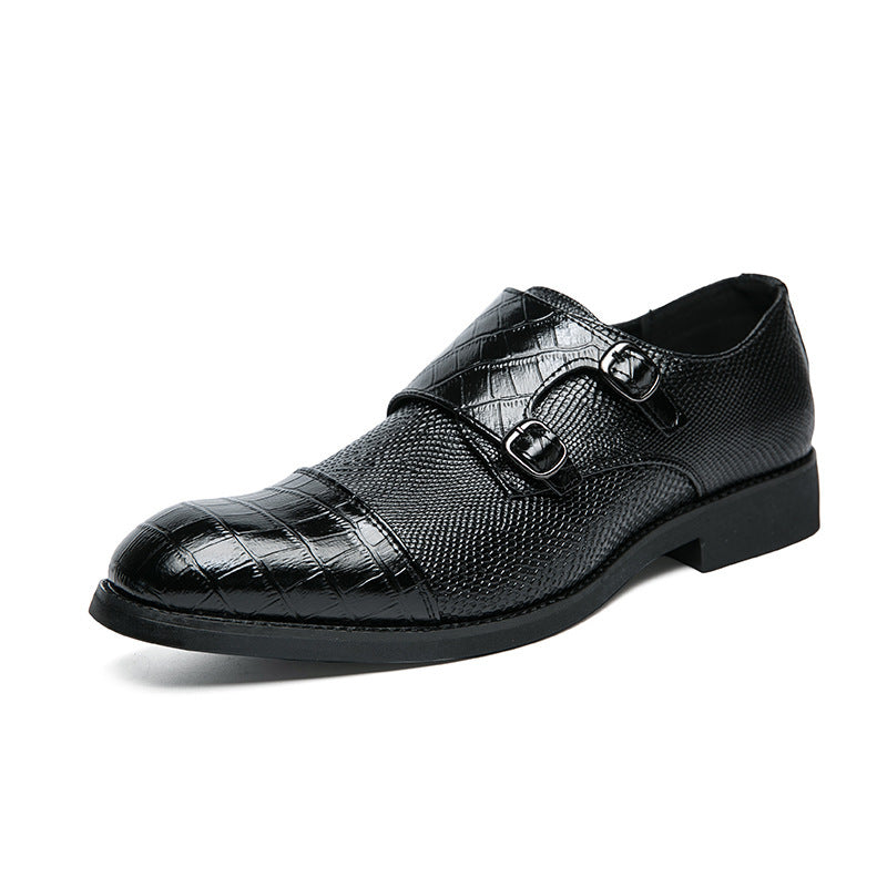 Men's Double Buckle Plus Size Leather Shoes